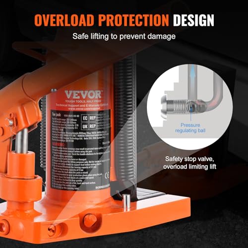 VEVOR Hydraulic Jack, 2.5 Ton Toe Lift, 5 Ton Top Lift, 0.8-5.3 in Toe Height, 8.9-13.4 in Top Height, Air Hydraulic Claw Jack for Machinery, Industry - size: 2.5-5 ton