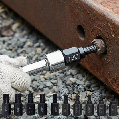 10PCS Screw Extractor Set for Broken Bolts and Screws, Hex Shank Damaged Screw Remover, Professional Bolt Removal Tool Kit