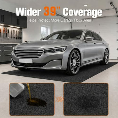 Oil Spill Mat, 2 Pack 39 x 59 in Garage Floor Protector for Under Car | Absorbent Felt Oil Pad with Waterproof Backing, Washable and Reusable for Garage and Driveway