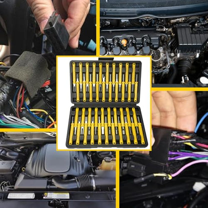 41 Pcs Terminal Pin Removal Tools with Blow-Molded Case - Electrical Pin Removal Tools Automotive Depinning Tool Kit for Automotive & Household Devices Most Connector, Yellow - color: yellow