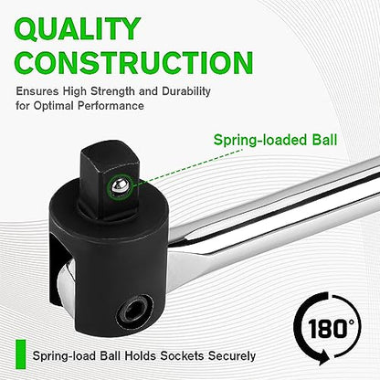 SWANLAKE 1/2 Breaker Bar, 17.5" Length with 180° Rotatable Head, 1/2 inch Drive,CR-V Steel - style: 1PC