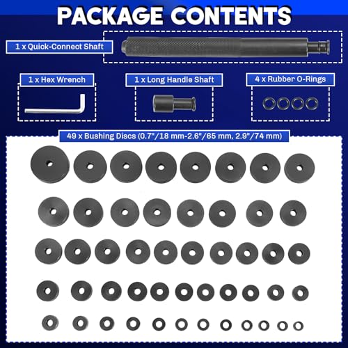 52 in 1 Custom Bushing Bearing Seal Driver Set | 52PCS Transmission Wheel Axle Bearing Race Seal Installer Remover Bearing Press Tool Kit Bushing Removal Puller Set