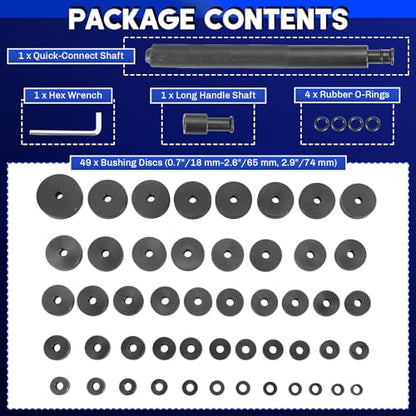 52 in 1 Custom Bushing Bearing Seal Driver Set | 52PCS Transmission Wheel Axle Bearing Race Seal Installer Remover Bearing Press Tool Kit Bushing Removal Puller Set
