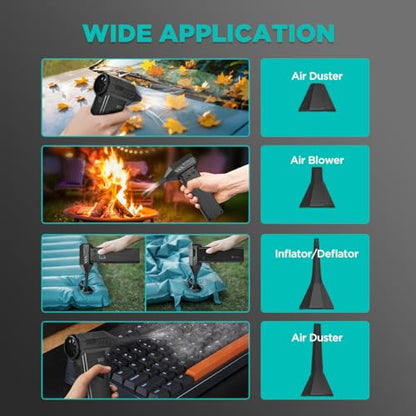 5-in-1 Jump Starter with Air Duster, Portable Vacuum, 2000A Car Battery Booster, Air Inflator/Deflator, 8000mAh Power Bank - 130000RPM Blower Fan Multi-Function Emergency Tool for Car & Outdoor Use