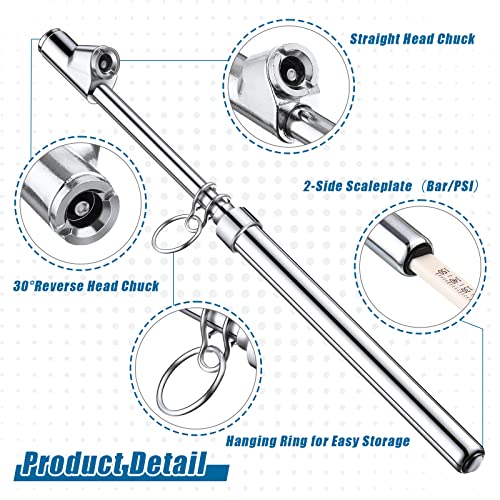 Tallew 10 Pack Dual Head Tire Pressure Gauge Heavy Duty Air Pressure Tire Gauge for Auto Truck Car RV Van Gage Range 10-150PSI, 1-10Bar (Silver) - color: Silver