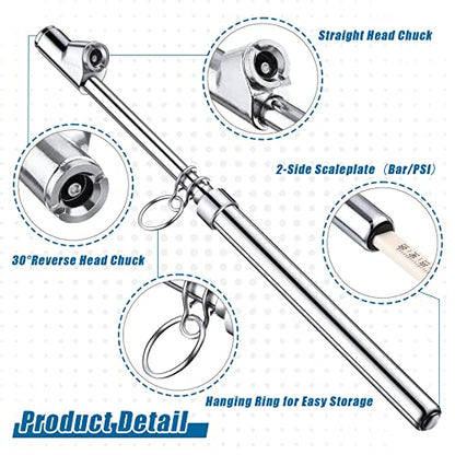 Tallew 10 Pack Dual Head Tire Pressure Gauge Heavy Duty Air Pressure Tire Gauge for Auto Truck Car RV Van Gage Range 10-150PSI, 1-10Bar (Silver) - color: Silver