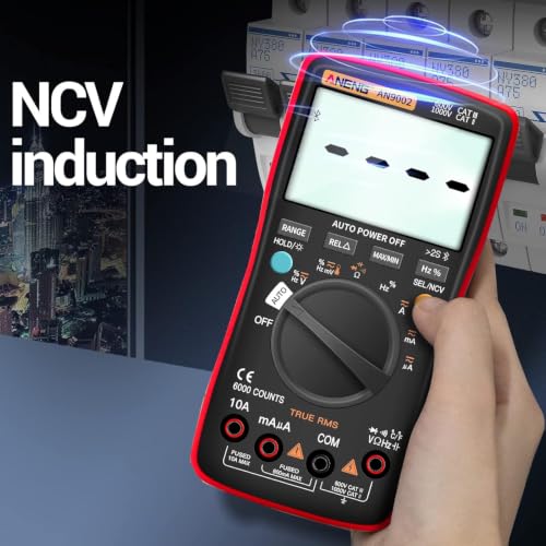 ANENG Bluetooth Multimeter, TRMS 6000 Count Auto Range AC/DC Digital Tester | Ohm Volt Meter Measures AC/DC Voltage,Current,Resistance,Capacitance, continuity,Diodes,Temperature for Automotive