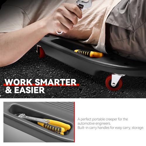 Auto Dynasty Universal 38" L X 20" W Gray Lightweight Rolling Mechanic Creeper Seat Repair Tool for Car Vehicle Home Warehouse - color: Gray