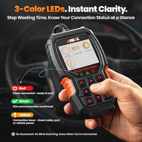 ANCEL New HD601 Heavy Duty Truck Scanner, Diesel Full System Diagnostic Scan Tool Fits for Cummins, Detroit, Volvo, Paccar & Caterpillar, 2 in 1 HDOBD & OBD2 Code Reader for Commercial Vehicles & Cars - color: orange