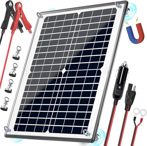 POWOXI Solar Panel Kit 12V 20W Magnetic + MPPT Charge Controller Waterproof Solar Battery Charger Maintainer Solar Trickle Charger Alligator Clip for Car Boat RV Motorcycle Marine, etc. - size: Magnetic-20W