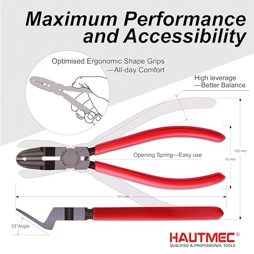 HAUTMEC 7 inch Panel Clip Removal Pliers Multifunction Flush Cut Pliers for Rivet and autobody tools and equipment HT0317