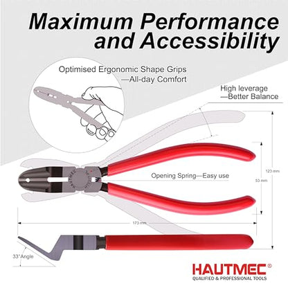 HAUTMEC 7 inch Panel Clip Removal Pliers Multifunction Flush Cut Pliers for Rivet and autobody tools and equipment HT0317