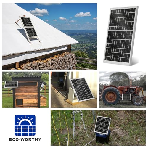 ECO-WORTHY Solar Panel 25W 18V Monocrystalline Waterproof Panel for Charging 12V Battery of RV Boat Trailer ATV Car or Powering Light, Charing 12V Battery Pack and Other Off-Grid Applications - size: 25W