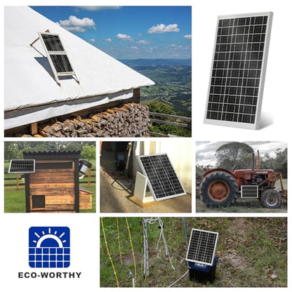 ECO-WORTHY Solar Panel 25W 18V Monocrystalline Waterproof Panel for Charging 12V Battery of RV Boat Trailer ATV Car or Powering Light, Charing 12V Battery Pack and Other Off-Grid Applications - size: 25W
