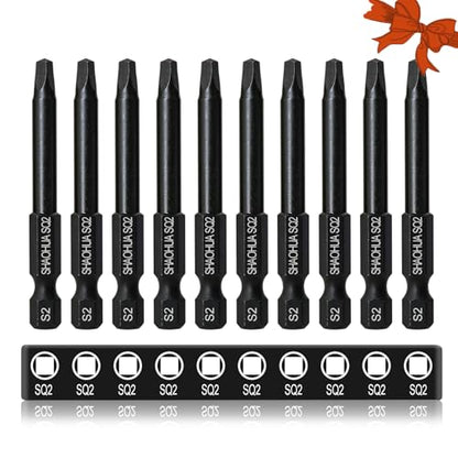 10PCS SQ2 Square Screwdriver Bits, 2.3" Long Magnetic Heads Square Drive Bits, 1/4" Diameter Hex Head Square Allen Wrench Drill Bit Set for Repair Furniture - style: C. Square Screwdriver Bits