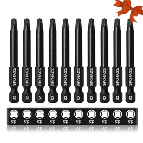 10PCS SQ2 Square Screwdriver Bits, 2.3" Long Magnetic Heads Square Drive Bits, 1/4" Diameter Hex Head Square Allen Wrench Drill Bit Set for Repair Furniture - style: C. Square Screwdriver Bits