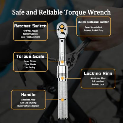 TYD 3/8 Inch Drive Torque Wrench Click 3~25 NM ±4% Accuracy | Adjustable Mini Torque Wrench 72-Tooth Reversible Ratchet for Bicycle & Motorcycle Precision Repair - style: TG-25(3-25NM)