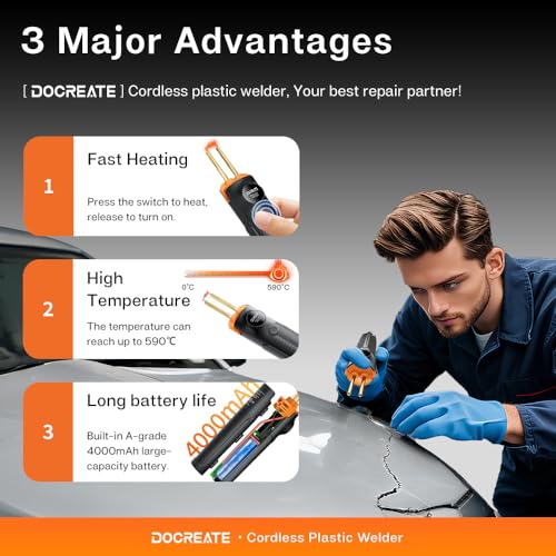 Diymore Cordless Plastic Welder Kit, 4000mAh Portable Welding Gun with 400 PCS Hot Staples for Bumper Repair and DIY Projects