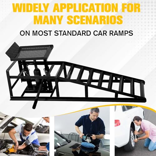 2 Pack Hydraulic Car and Truck Service Ramps,11023 Lbs (5 Tons) Capacity, Low Profile Car Lift Service Ramps for Oil Changes, Adjustable Lift Height 9.8" to 16.21", Home Garage,Vehicle Auto Garage Rep