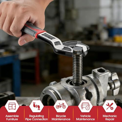 Self-Adjusting Pipe Wrench, 6”8”10” Self Locking Wrench Set with Forged Double Threaded Jaws for Pipes Nuts Bolts and Plumbing Repair