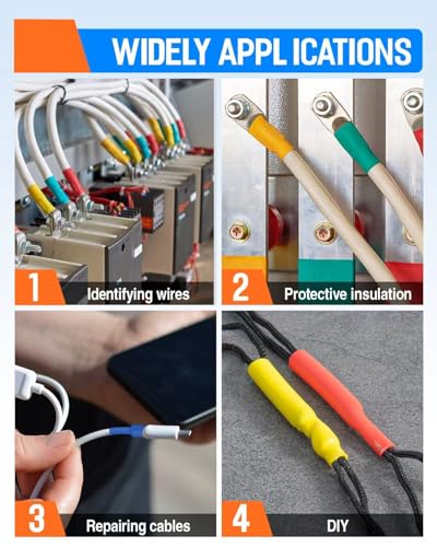 5/16in Heat Shrink Tubing - 3:1 Adhesive Lined, Shrinkable Wire Wrap Tube, 12FT, 6 Colors, Marine Grade Waterproof, Insulated Sealed, Oil & Wear Resistant for Industrial, Automotive, Cable Repair - color: 5/16inch 6colors 12FT