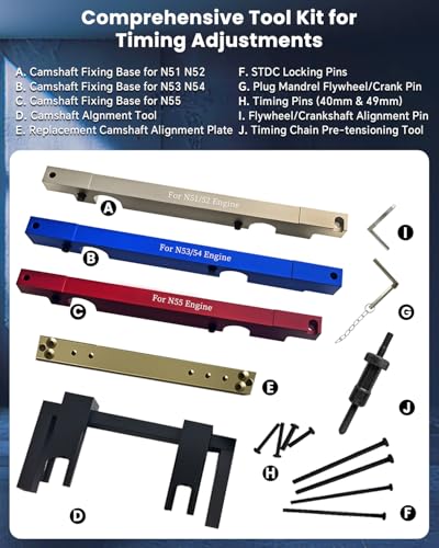 Engine Camshaft Timing Locking Master Tool Kit Crankshaft Flywheel Alignment Tool Kit Compatible for BMW Vehicles with 2.5L & 3.0L N51 N52 N53 N54 N55