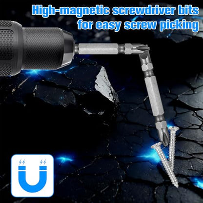 5Pcs Impact Double End Screwdriver Bit Set, Ph2/Sl6 Magnetic Slotted Phillips Screwdriver Driver Bit S2 Alloy Steel Hex Drill Bits Set for Power Tool (65mm)