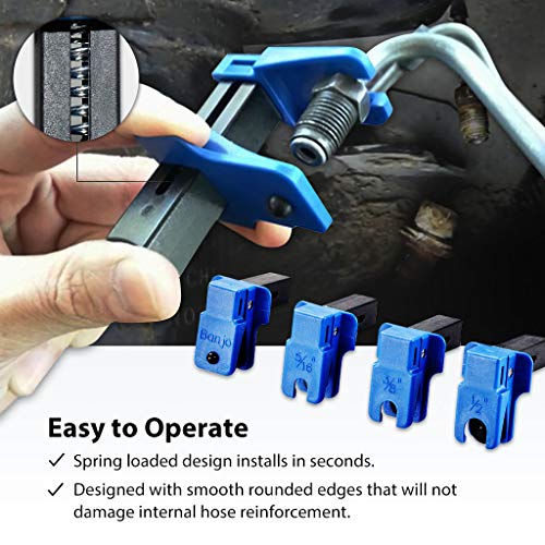 FIRSTINFO Taiwan Banjo, 3/8”, 5/16”, 1/2” Auto Steel Line Stopper Kit | Alloy Steel Fluid Stopper Set for Fuel Rail Hose, A/C Line, Brake Line, Banjo Fitting, F3929 - size: 4 pcs Steel Line Stopper Kit