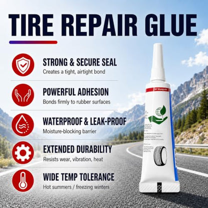 70 Pcs Tire Repair Rubber Nail Kit with Sealant Glue & Screwdriver | Self-Service Tubeless Tire Puncture Repair Screws, 2 Sizes for Car, Motorcycle, Truck, ATV, Tractor, Lawn Mower