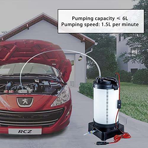 Oil Pump with Oil Change Hose, Oil Change Tool, Oil Pump, for Vacuum Suction of Oil, Stable and Not Deformed, Suitable for Cars, SUVs, Trucks, Yachts (Electric powered-6L)