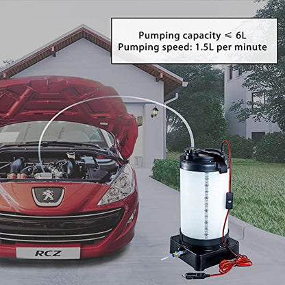 Oil Pump with Oil Change Hose, Oil Change Tool, Oil Pump, for Vacuum Suction of Oil, Stable and Not Deformed, Suitable for Cars, SUVs, Trucks, Yachts (Electric powered-6L)