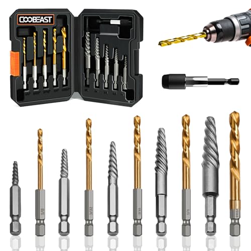 11 Pcs Screw Extractor Set,Left Hand Drill Bit,Bolt Screw Extractor Kit | High-Hardness,Wear Resistance,Easy Out Screw,Stocking Stuffers for Men,with Portable Case,Gifts for Adults Him,Home DIY