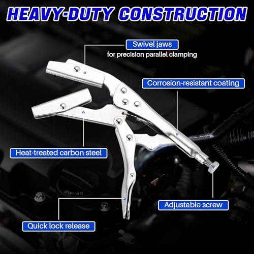 DASBET 10" Hose Pinch-Off Locking Pliers | 2 Pack Self-Locking Pinch Off Pliers, Heavy Duty Radiator Hose Clamp Set Universal for Automobile Radiator Pipe, Fuel Hose, Water and Vacuum Lines
