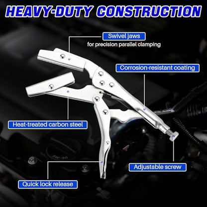 DASBET 10" Hose Pinch-Off Locking Pliers 4 Pack | Self-Locking Pinch Off Pliers Heavy Duty Radiator Hose Clamp Set for Automobile Radiator Pipe Fuel Hose, Water & Vacuum Lines
