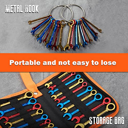 Small Combination Wrench Sets Metric and Standard 20 PCS 4-11mm & 5/32" to 7/16" Color Plated Open and Box End Mini Wrenches with Key Ring Ignition Wrench Set with Zipper Bag - style: Metric and SAE