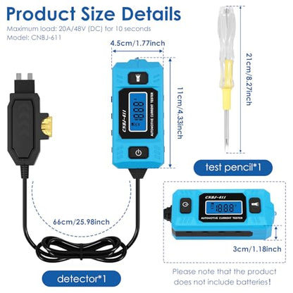 Automotive Circuit Fault Probe Tester, 20A 48V High-Precision Fuse Tester, Car Circuit Probe Checker with Backlit Display & Front Lighting for Various Vehicles (with Test Pen) - color: With test pen