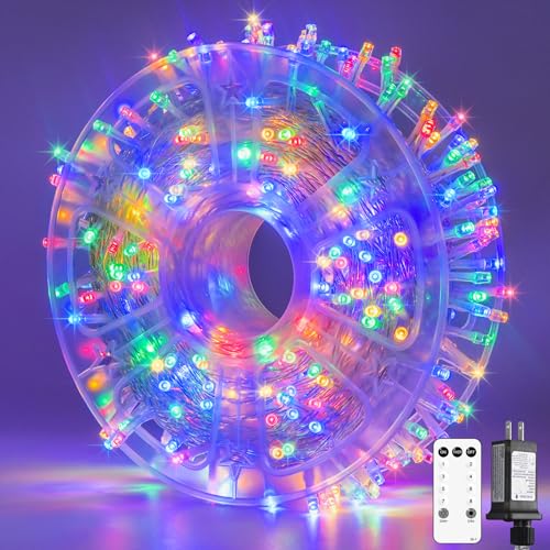 JMEXSUSS 132ft 400 LED Christmas Lights Indoor Outdoor Waterproof, 8 Modes Multicolor Christmas Tree Lights Plug in with Remote, Twinkle String Light for Bedroom Party Tree Christmas Decor - color: Multicolor, size: 400 LED