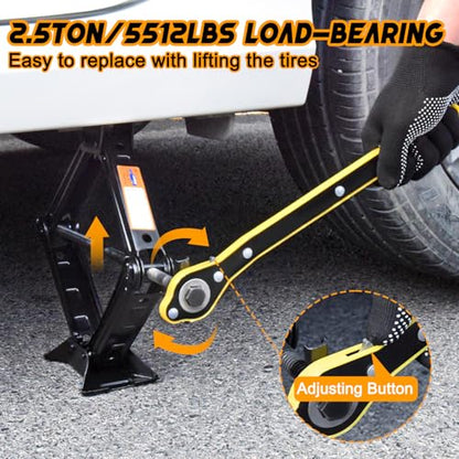 Scissor Car Jack 2.5 Ton (5511 lbs) Tire Changing Kit with Lug Wrench - Emergency Kit for Car, SUV, MPV - size: 2.5T