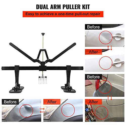 870mm Four-Legged Car Dent Pull Lever Bar Kit 6 Claw Hook Puller Rings Aluminum Auto Body (Black) - color: Black