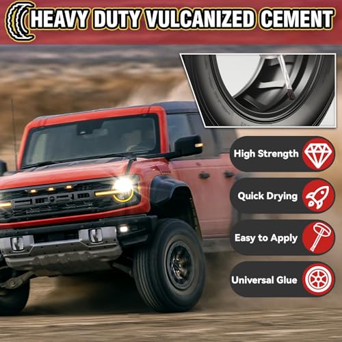 Chemical Vulcanizing Cement, Clear Tire Repair Glue, All Purpose Rubber Cement, Heavy Duty Tire Patch Kit with Brush Top Can for Car, Motorcycle, Bike, 8.5Oz - size: 8.5FL.Oz