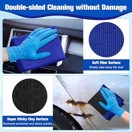 1 Pack Clay Towel 12 x 12 Inch, Blue Clay Bar Towel for Detailing | Clay Decontamination Towel for Car Paint, Reusable Synthetic Clay Bar Towel for Smooth Washing - color: Blue