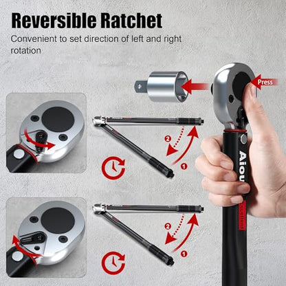 1/2" Drive Click Torque Wrench, 72 Tooth Dual-Direction Adjustable, Dual Scale, ±3% Accuracy, for Bicycle, Motorcycle, Automotive Repair and Maintenance - size: 1/2"