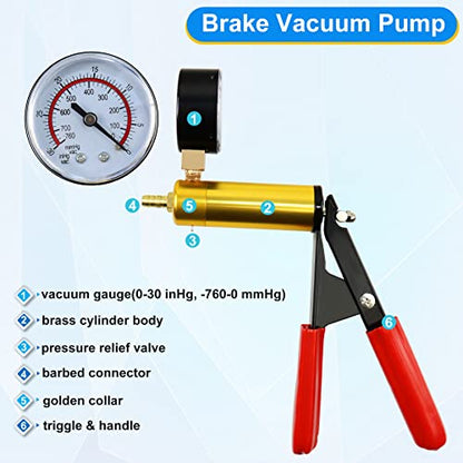 JoyFans 2 in 1 Hand Vacuum Pump Brake Bleeder Kit, One-Man Brake Clutch Fluid Power Steering Fluid Bleeding System Tester Tool for Automotive Motorcycle Car & Kitchen Food Canning Use (Red) - color: Red