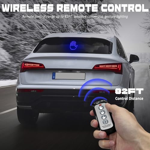 DIBMS Hand Gesture Light with Remote, Red LED Finger Funny Window Sign Light Accessories for Car Truck (Blue) - color: Blue