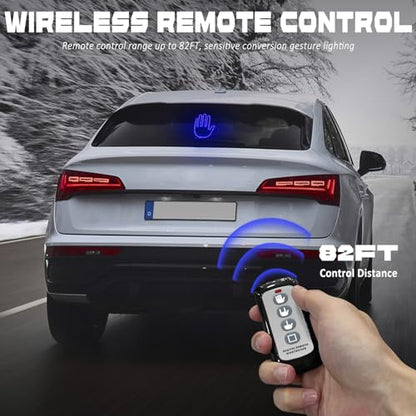 DIBMS Hand Gesture Light with Remote, Red LED Finger Funny Window Sign Light Accessories for Car Truck (Blue) - color: Blue