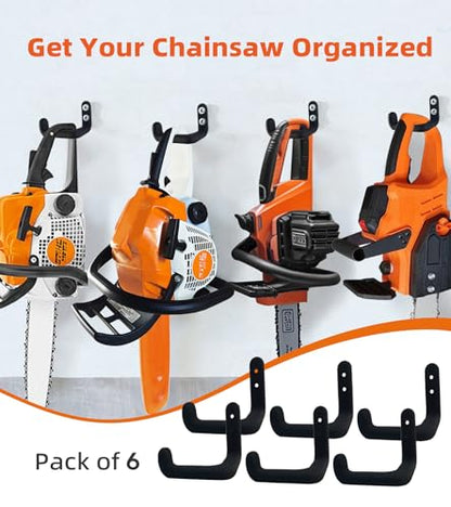 Chainsaw Hanger, 6 Pack Chainsaw Holder Wall Mount, Chainsaw Storage Hook | Heavy Duty Chainsaw Rock,Chainsaw Hook,Chainsaw Holder Wall Mount, Chain Saw Hanger, Organizes all Hangable Items for Garage. - color: 6 Pack Hanger