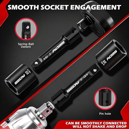 66-Piece 1/2" Drive Impact Socket Set, SAE 3/8" to 1-1/4" and Metric 10-24mm, Deep & Standard 6-Point Cr-V Sockets with Ratchet, Extension Bars, Adapters, Universal Joint, Drill Adapter, Storage Case