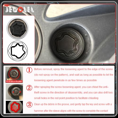 C Wheel Locking Nut Key Compatible with Audi Series, (Socket OD 27mm - ID 25mm), Wheel Lock Nut Socket Adapter, Wheel Anti-Theft Lug Nut Removal Tool, Anti-Theft Screw Remover - size: Socket C