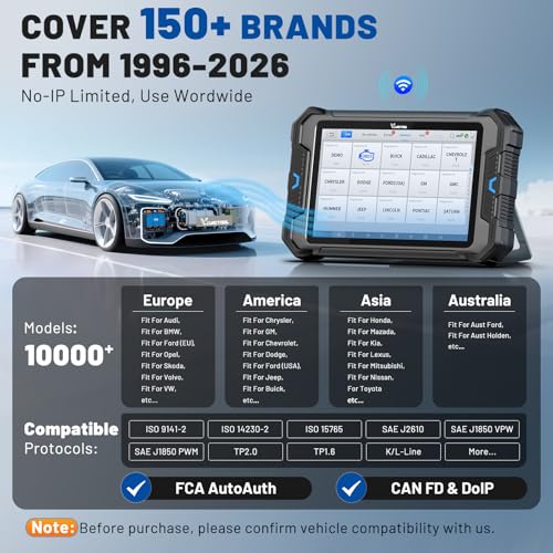 Bidirectional Scan Tool VDIAGTOOL VD80 BT, 8" Topology Mapping OBD2 Scanner for Car, 2026 Wireless Full System Diagnostic Tool with 41+ Resets, ECU Coding, FCA AutoAuth, CAN FD/DoIP, 3 Years Update