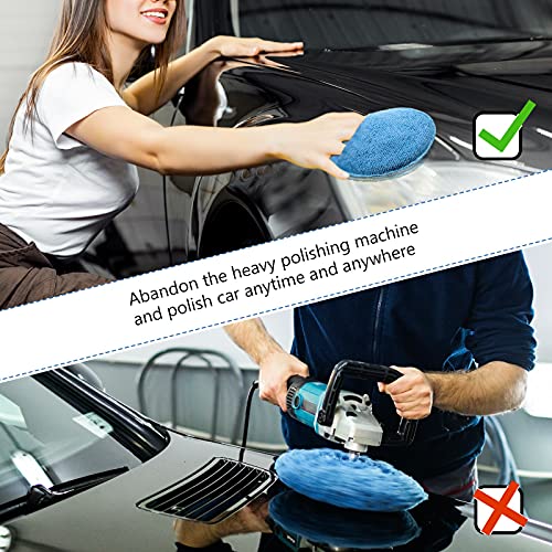 20 Pieces Cars Microfiber Wax Applicator Pads Foam Bulk 5 Inch Diameter Round Polishing Sponge Buffing Detailing Pads for Cars, Yellow Green Blue Dark Blue